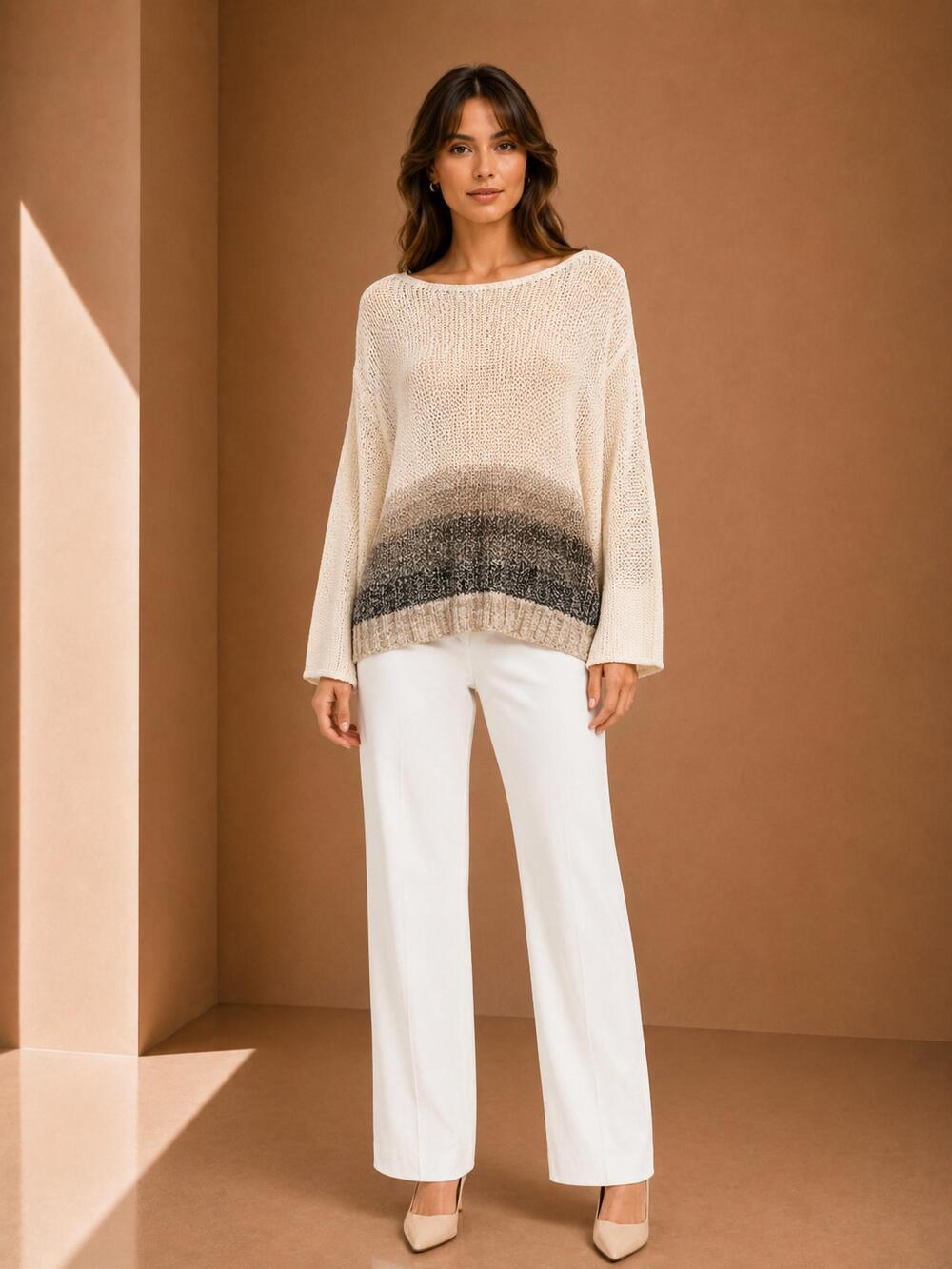 NEW PIER ANTONIO GASPARI paricollo sweater in ecru